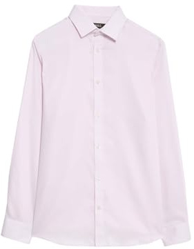 Marks & Spencer Uomo Camicia vestibilità Regolare Testurizzata in Puro Cotone Stiro Facile – No Stiro