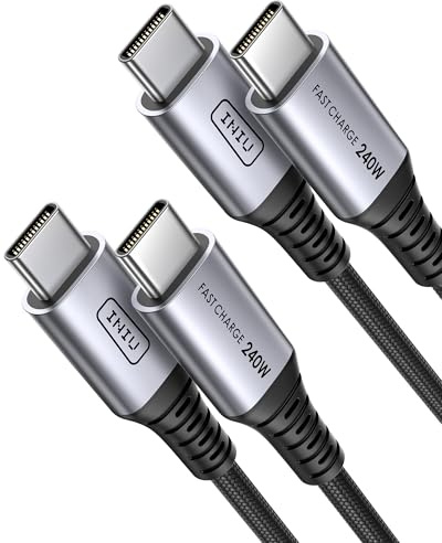 INIU 240W Cavo USB C a USB C, [2Pezzi 2m] PD3.0 Cavo USB Type-C Ricarica Rapida, Nylon Cavo USBC per iPhone 17 Pro Max, MacBook Air, iPad Pro, Samsung Galaxy S25 Ultra, Pixel 10, Steam Deck Switch ECC