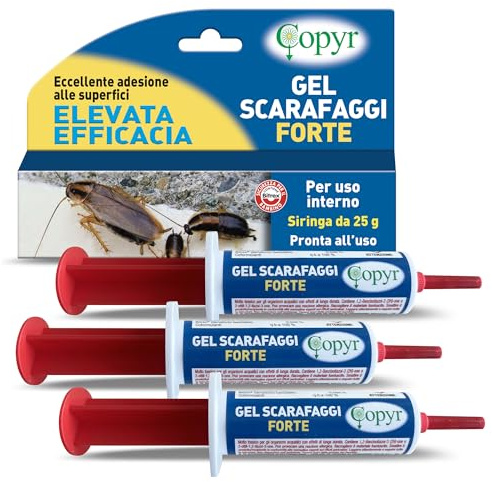 Copyr Gel Scarafaggi Forte - Antiscarafaggi e Blatte Pronto all'Uso, 25g x 3 Pz - da Applicare in Gocce, per Ambienti Interni