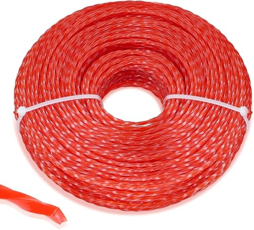 Grillix Filo Decespugliatore 3mm, Filo di Ricambio per Decespugliatore, Evidente Rosso, Forma a 360° Spirale, più Resistente all'Usura 30%, 60 Metri, Risparmio del 40% Tempo, Universale Modelli