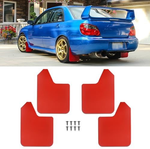 DREAMOTOR Mud Flaps 4PCS Universal Red Mudflaps Splash Guards Mudguards Flexible and Bendable Mudguard Fender Flare Cuttable Mudflap Car Accessories Compatible with Car Pickup SUV Trucks Van