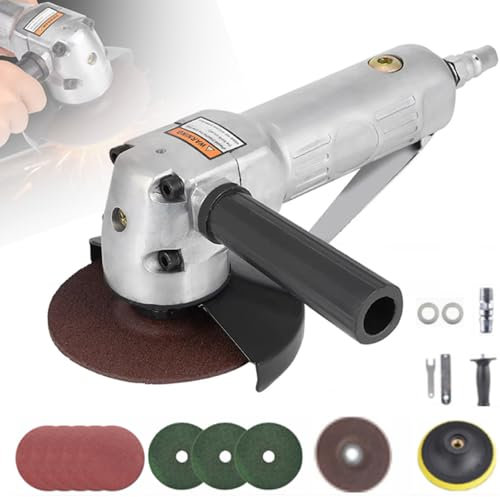 Smerigliatrice Pneumatica Angolare Compressa Professionale,Smerigliatrice Ad Aria Compressa,Smerigliatrice Ad Aria Compressa,18pcs,11000rpm con Carta vetrata legata a filo da 5 pollici,per Lucidatura