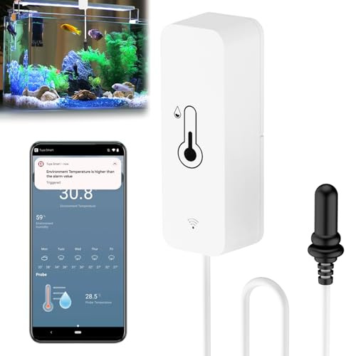 Sensore termometro igrometro WiFi, igrometro intelligente con temperatura sonda e misuratore di umidità con app telecomando per interni ed esterni per serre, acquari, frigoriferi, rettili terra