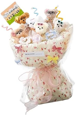 Fenteer Ramo de Perro de Peluche, Ramo de Flores para muñeca, Regalo para Boda, Iluminado para Valentín, cumpleaños, 6 Perros