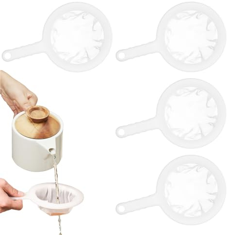 4 Stück Küchensieb Sehr Fein, Trichterfilter Siebfilter Küchensieb, Nylon Sieb Küche Filter 400/300/200/100 Mesh Feines Sieb Mit Griff Für Saft, Milch, Kaffee, Sojamilch