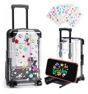 Qhpbuy Mini Reisekoffer, Reise Urlaubskasse Reisekoffer als Geschenk für Urlaub, Kreative Geschenkbox mit DIY Aufklebern, Geld Geschenk Verpackung Hochzeit, Handyhalterung und Deko Koffer