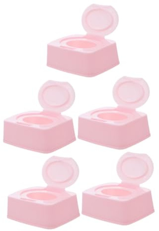 KOMBIUDA Porta Toallitas para Niño con Tapa, 5 Piezas, Diseño Infantil Cómodo, Material Pp Resistente, Adecuado para Casa y Actividades al Aire Libre