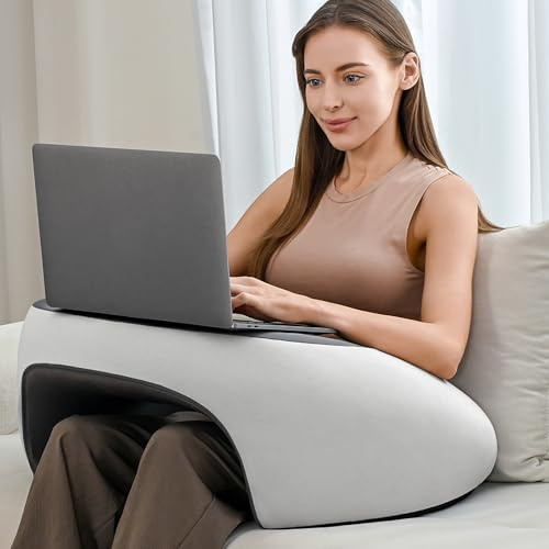 Olumoon Reading Pillow, Lap Desk Pillow for Adult, Gaming Pillow Memory Foam for Arm Support, Arm Rest for Working, Crocheting, Playing Game or Siting in Bed, Floor, Sofa (Grey)