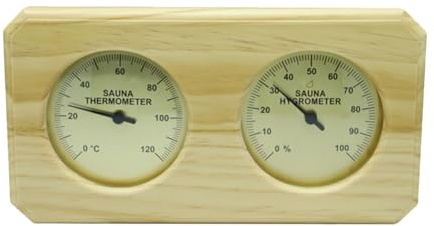 Flaroey Sauna-Thermometer Fahrenheit-Hygrometer-Messgerät 2-In-1-Sauna-Thermostat für Den Innenbereich, für Traditionelle Sauna, Fass oder Draußen