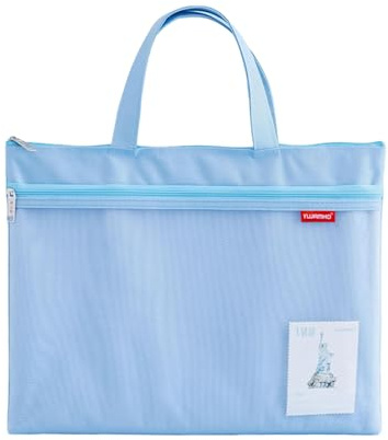 BUERPINKING Dokumententasche A4, Zip Beutel Dokumententasche Wasserdicht Nylon Mesh Beutel mit Reißverschluss für Studenten, Büromaterial, Dokumente, Reisen (Blau)