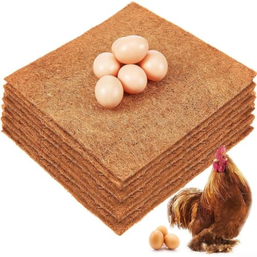Cuscinetti per pollai da 20,3 x 11 20,3 cm, in palma da cocco, per migliorare il comfort e la pulizia della gallina (6 pezzi (30 cm)