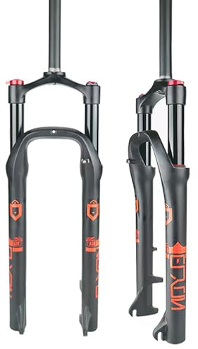 KUNYOS Forcella A Sospensione Pneumatica per Bici MTB 26X4.0 Forcella per Bici Grassa Escursione 100 Mm 28,6 Mm Forcella Anteriore Diritta Blocco Manuale, per Snow Beach XC/AM,Nero