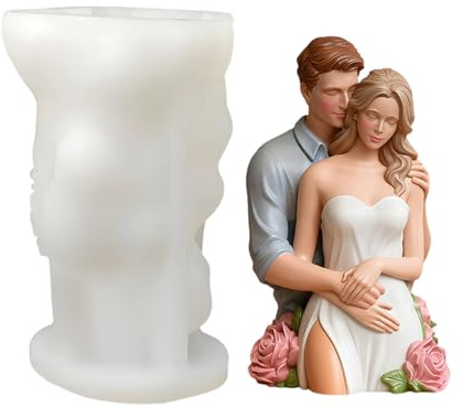 Vhjlfig 3D Loving Candle Mould - Flexible and Easy to Remove, Hugging Couple Motif Candle Mould | For Women Adults Beginners Men Wedding Valentine's Day Warming