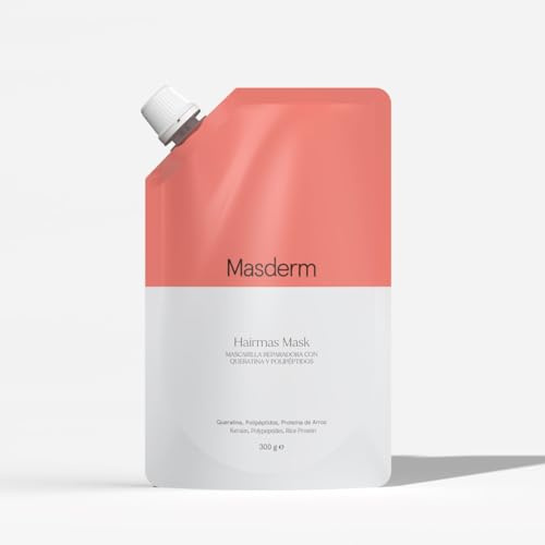 MASDERM - Mascarilla Pelo Reparadora con Queratina Hidrolizada, Polipéptidos y Proteína Arroz, Mascarilla Hidratante Cabello Seco Dañado, Repara el Pelo a Profundidad Resultados en un Mes - 300 gr