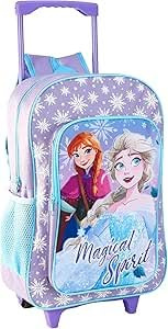 Kids Character Deluxe Trolley Backpack with Wheels – Lightweight Rolling School Bag for Boys & Girls, Durable Travel & School Suitcase Backpack for Toddler (Deluxe Frozen Magical Spirit)