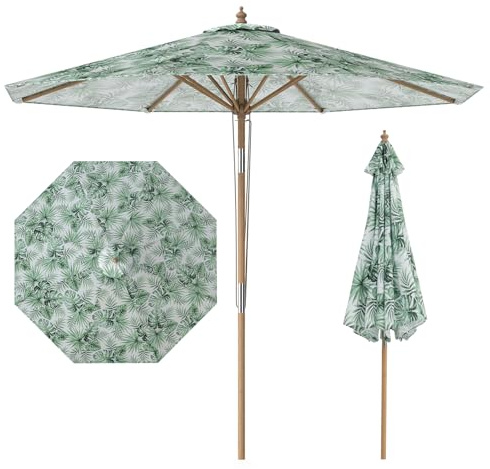 COSTWAY Ombrellone da Giardino 270 cm, con Inclinazione Regolabile | Ombrellone da Spiaggia con Tettuccio di Ventilazione, 8 Stecche e Protezione Solare per Cortile e Balcone