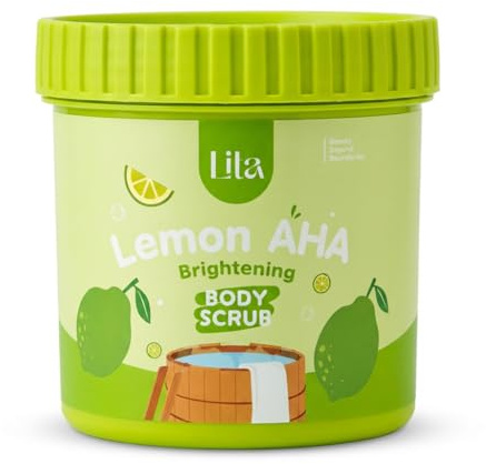 Lila Gommage Corporel Éclat au Citron AHA – Exfoliant Doux pour Tous Types de Peaux – Grand Pot 500g