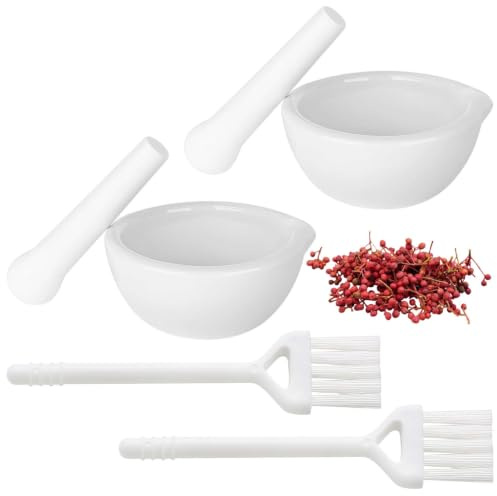 2er Set Mörser Mit Stößel,Mörser Und Stößel,Kleines Porzellanmörser- Und Stößelset Kompakte Mörser Klein Für Kräuter Und Gewürze, Ideal Für Küche Und Apotheke
