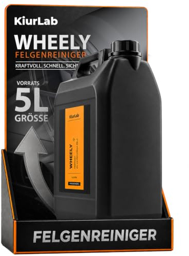KiurLab Wheely Felgenreiniger Alufelgen (5L) Hochwirksam gegen Bremsstaub & Verschmutzungen | für alle polierten, verchromten und matten Stahl- & Leichtmetallfelgen | Premium Felgenpflege
