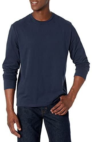 Amazon Essentials Herren Langärmeliges T-Shirt, Normale Passform, Marineblau, XL