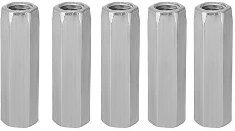 Lång Sexkantsmutter M10x40 mm, 5-pack Förzinkad Kolstål, Gängad Fästelement för Hem, Kontor och Maskinindustri, Hållbar Distansmutter