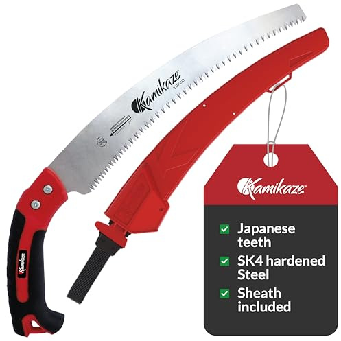 EZ Kut Kamikaze Saw Curved Blade with Scabbard - 19.3 Inch Heavy Duty Pruning - Carbon Hardened Steel Japanese Technology- Best Pruning Saw for Tree Trimming