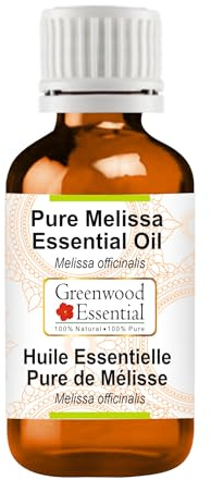 Greenwood Essential, Pure Melissa (Melissa Officinalis) Essential Oil, 100 % Natural, Therapeutic Grade, Steam Distilled 30 ml (1 oz)
