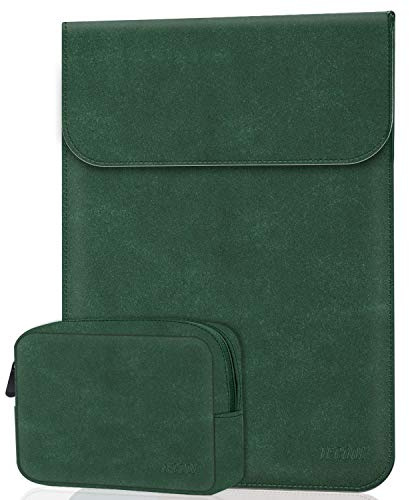 TECOOL 13 Zoll Laptop Hülle Tasche Leder für 2022 2024 2025MacBook Air M4 M3 M2, 2018-2020 MacBook Air 13 M1, 2016-2022 MacBook Pro 13 M2 M1, Surface pro, XPS 13 Sleeve Schutzhülle, Grun