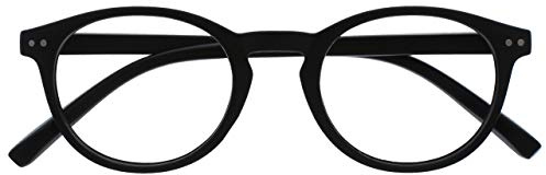 OPULIZE Zen Lesebrille Kleine Runde Rahmen Federscharniere Kratzfest Matt Schwarz Herren Damen R24-1 +2.00