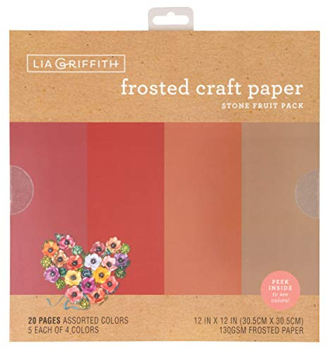 Lia Griffith Mattiertes Bastelpapier, 30,5 x 30,5 cm, Steinfrucht-Packung, 20 Blatt