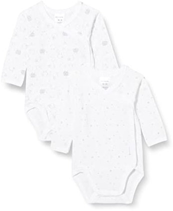 Schiesser Unisex Baby 2 PACK Wickelbody langarm und mit Knöpfen - 100% Organic Bio Baumwolle - Größe 44 bis 104