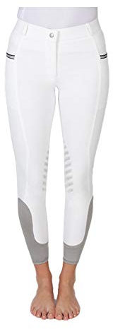 PFIFF 102847 'Helen' damridbyxor med knägrepp och mobiltelefonficka, 44 storlekar, vit/grå
