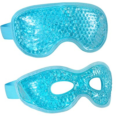 2PCS Gel Eye Mask Reusable Cold Therapy Gel Bead Eye Mask for Puffiness/Dark Circles/Eye Bags/Dry Eyes/Headaches/Migraines/Stress Relief (Blue)