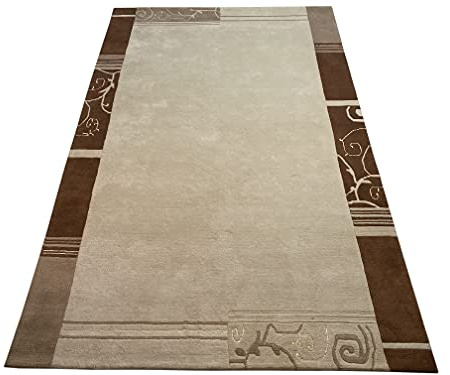WAWA TEPPICH Wollteppich Beige 250 x 350 cm 100% Wolle handgeknüpft | Handgeknüpftes Unikat mit individueller Zeichnung; charaktervoller Wohnakzent und vielseitig kombinierbar