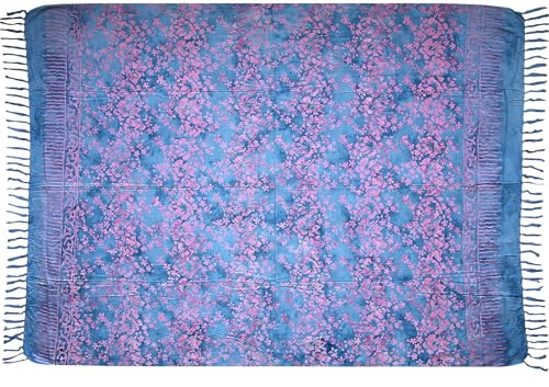 Wogeka Sarong – Blickdichtes luftiges Strandtuch in Blau Lila für Damen & Herren als Pareo Wickelrock Cover Up Strandkleid Wrap für den Strand 81