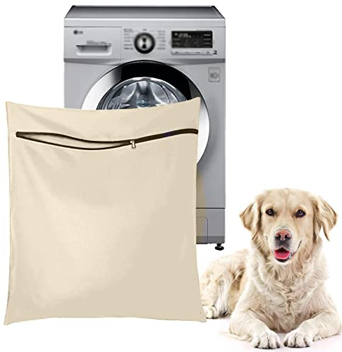 Fayemoon Petwear Laundry Bag, Zipper Wash Bag, Pet Laundry Bag for Dogs, Cats, Pet Bedding, Blankets, Beige, Fayemoon112