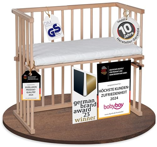 babybay Midi Beistellbett, natur unbehandelt mit Matratze Classic Soft