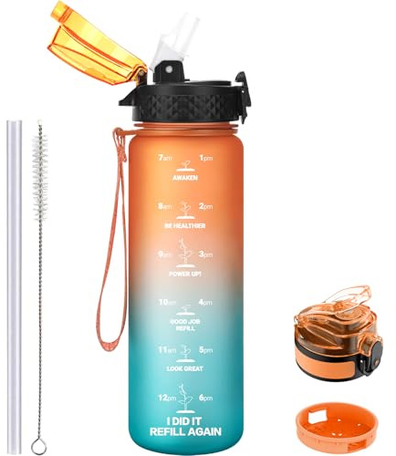 GOPPUS 500ml/17oz Trinkflasche Kinder Auslaufsicher 0,5L, Sport Trinkflasche Schule zum Wandern & Fitnessstudio,500 mlmit Strohhalm, BPA-Frei