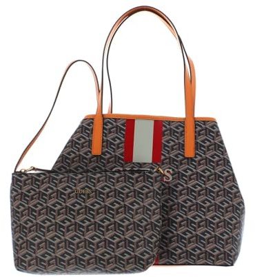GUESS Vikky Large Tote Black Logo/Cognac