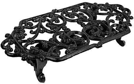 zeitzone Stövchen Landhaus Vintage-Stil Warmhalteplatte Rechaud Gusseisen Schwarz