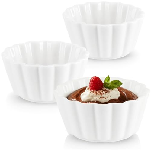 com-four® 3x Servierschälchen aus Keramik, kleine Amuse Gueule Schalen | Desserts - Vorspeisen und Snacks - weiße Dessertschalen