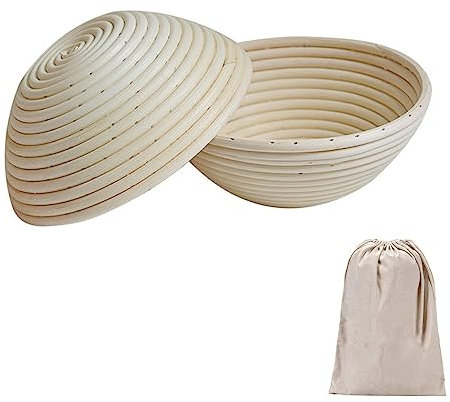 Gärkörbchen Oval Proof Korb Gärkörbe Korb Für Brot Und Teig Mit Leineneinsatz,Starter Rezept Set Für Selbstgemachtes Brot & Häusliche Bäcker （3PCS） (B)