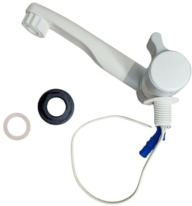 Robinet d'eau froide à levier unique blanc 12 V avec micro-interrupteur pour caravane, camping-car, bateau