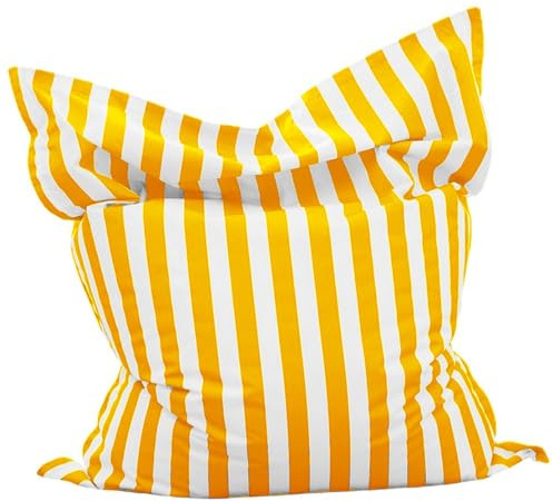 SXBCyan Housse de Pouf Extérieur (sans Remplissage) Pouf Chaise pour Piscine – Grand fauteuils Poire Bean Bag Cover Confortable Extérieur Et Intérieur(Yellow-Stripe)