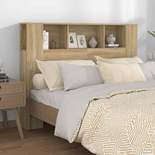 CKioict Betthaupt Wandkissen Bett Bettkopfteil Schlafzimmer Kopfteil mit Ablagen Sonoma-Eiche 140x18,5x104,5 cmGeeignet für Schlafzimmer, Gästezimmer, Schlafsaal