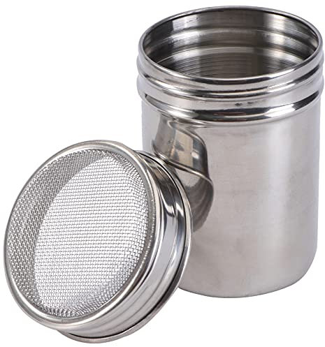 Ciieeo Cocoa Powder Sprinkler Bottle Flour Shaker Duster Portable Lightweight Stainless Steel Jar for Cooking Seasoning