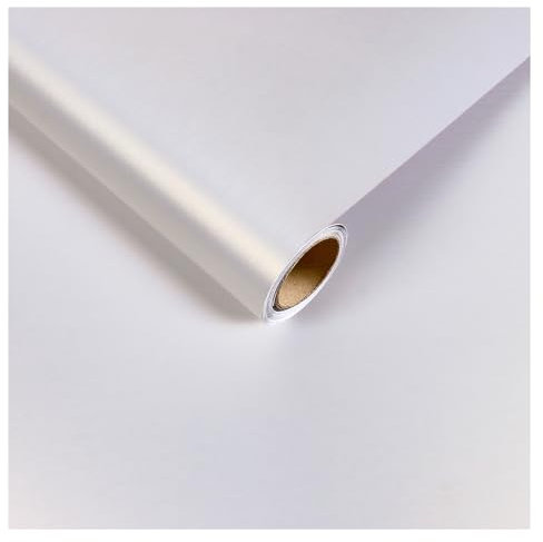 CRE8TIVE Papier peint effet métallique blanc nacré - Contact autocollant acier inoxydable texturé réfrigérateur - 30 cm x 200 cm