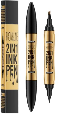 LAXISCREED Microblading Augenbrauenstift – Augenbrauenstift Wasserfest & Wischfest, 2-in-1 Stift mit Eyeliner für Natürlich Definierte 3D Augenbrauen, Langanhaltend (Dunkelbraun)