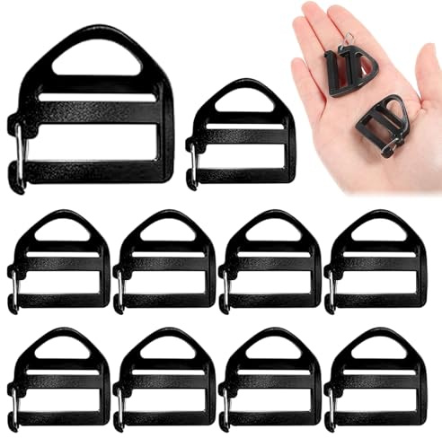 HSYTEK 10 Pcs Verstellbare Schnallen Gurtband, Steckschnalle 20mmPlastikSchnalle und Verschlüsse für Gurtband, Rucksack Ersatzschnalle für Rucksack Koffer Gurt Gepäck Gurt Reparatur Werkzeuge