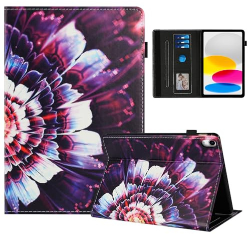 Rostsant Coque pour iPad 11 Pouces(A16) 2025/iPad 10ème Génération 10.9 Pouces 2022 Impression Graphique Housse en Tablette Cuir PU Protection pour iPad 10.9 Fleur colorée